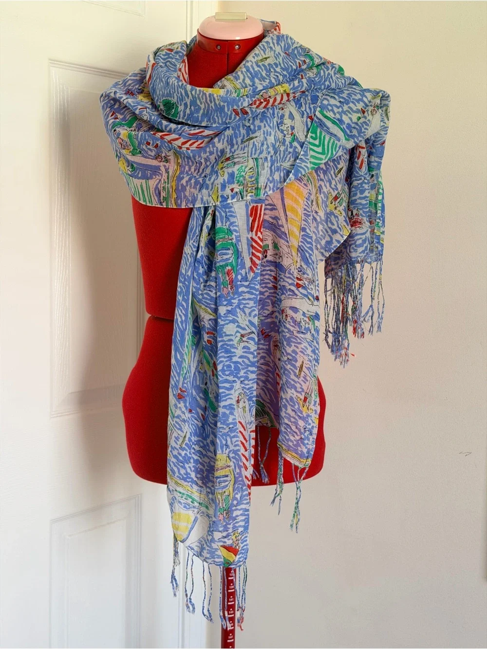 Lilly Pulitzer Get Nauti Murfee City Scarf Silk Cashmere 26x82 Shawl Wrap Stole